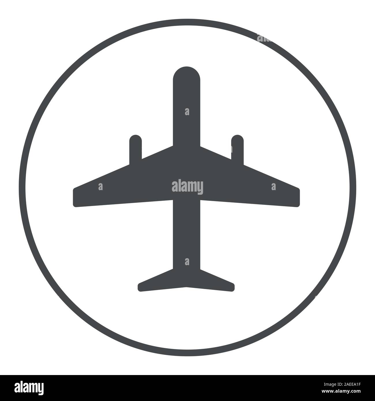 Flugzeugsymbol, Flugzeug symbol Flachbild Label im Kreis - Vektor symbol Abbildung Stock Vektor