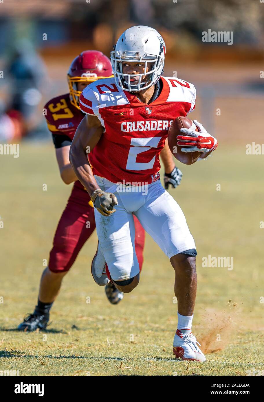 American Football Player ausgeführt", Feld Stockfoto