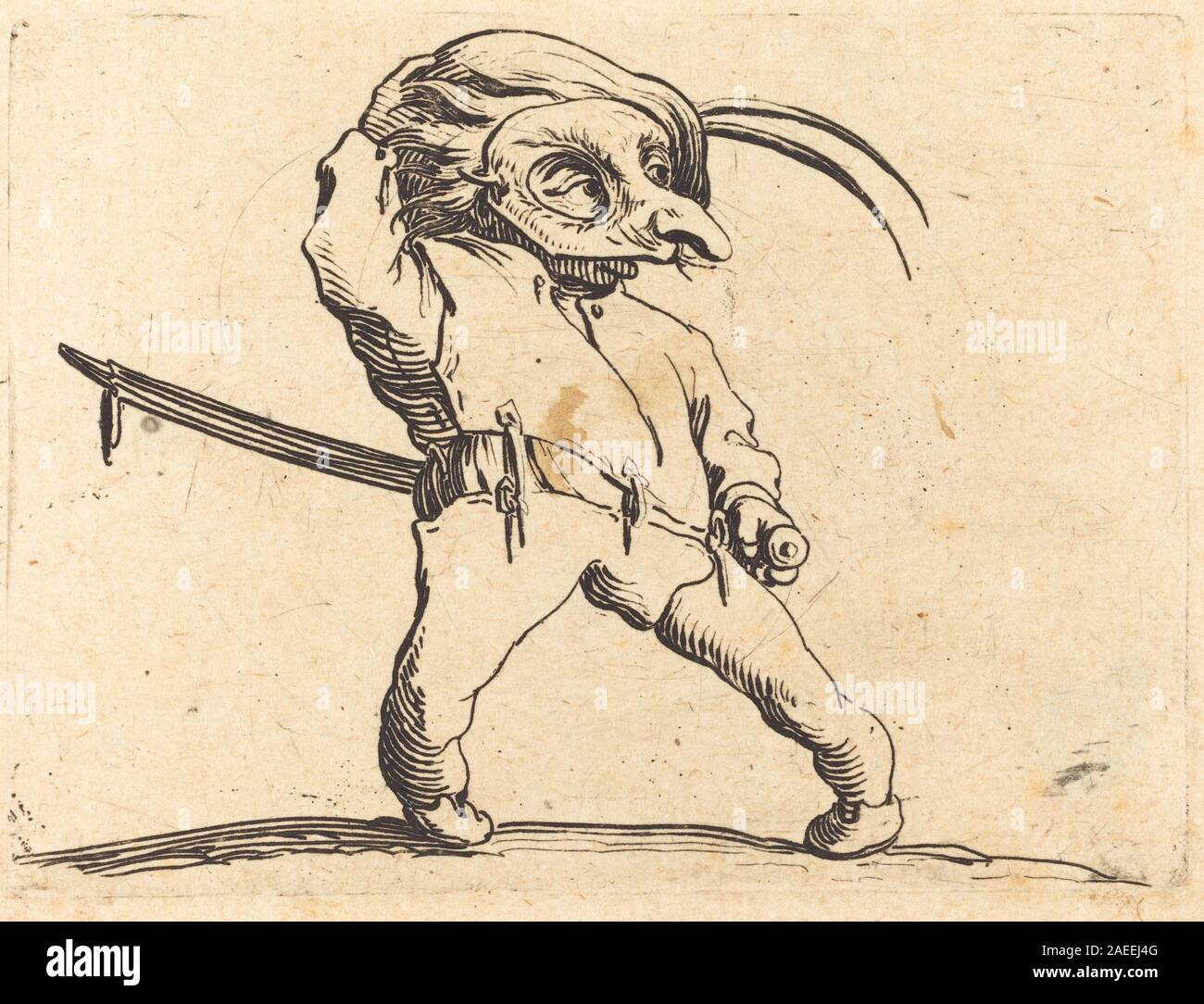 Jacques Callot, maskierte Mann mit verdrehten Füßen, c 1622 maskierte Mann mit verdrehten Füßen; c. 1622 Stockfoto