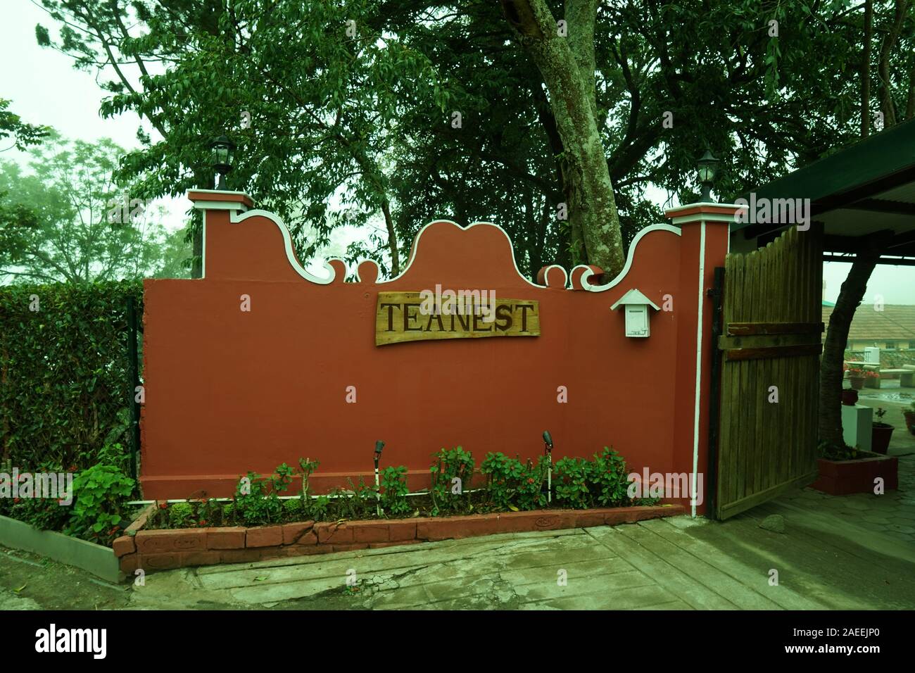 Kaffee Nest Resort unterzeichnen, Singara Immobilien, Coonoor, Nilgiris, Tamil Nadu, Indien Stockfoto
