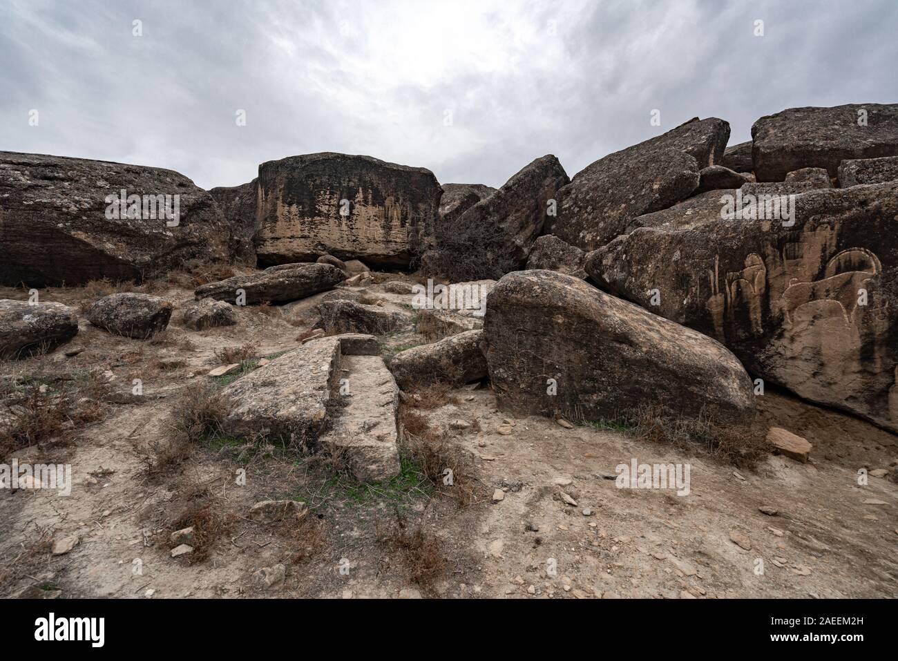 Die Überreste einer alten Zivilisation. Gobustan finden, Aserbaidschan Stockfoto