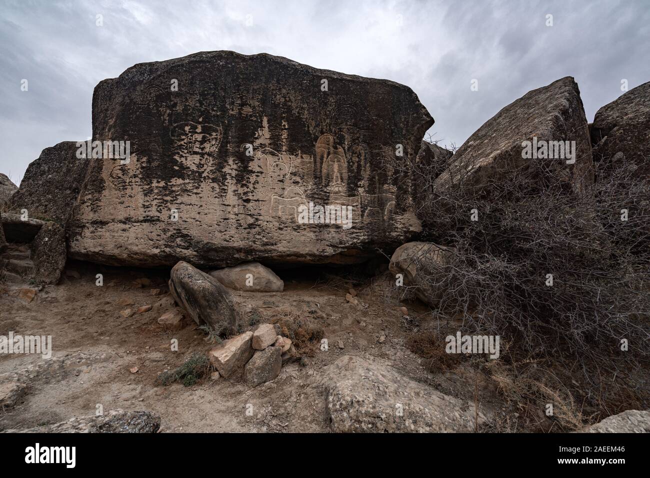 Die Überreste einer alten Zivilisation. Gobustan finden, Aserbaidschan Stockfoto