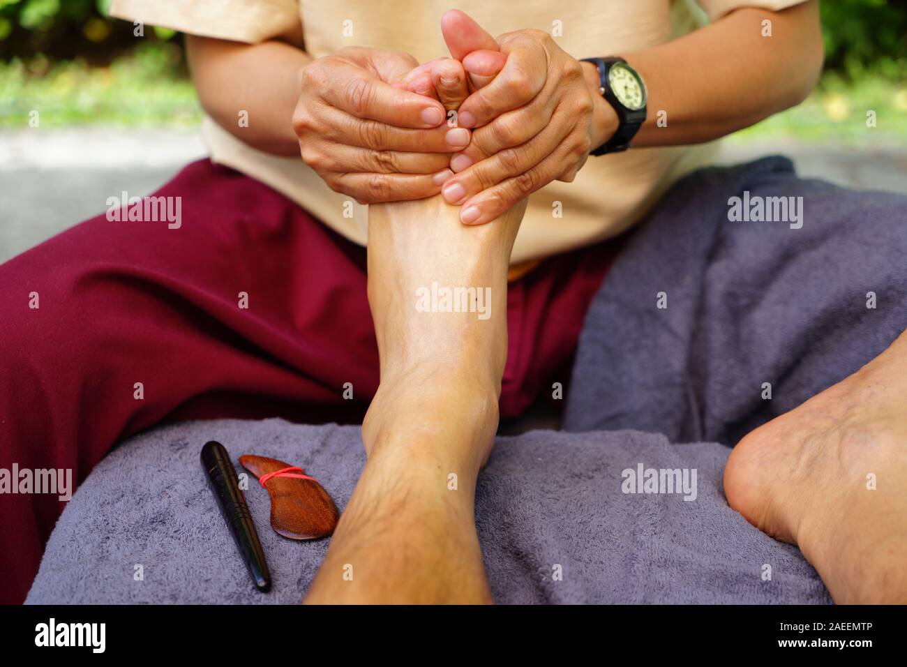 Thailändische Fußmassage, Phuket, Thailand, Asien Stockfoto