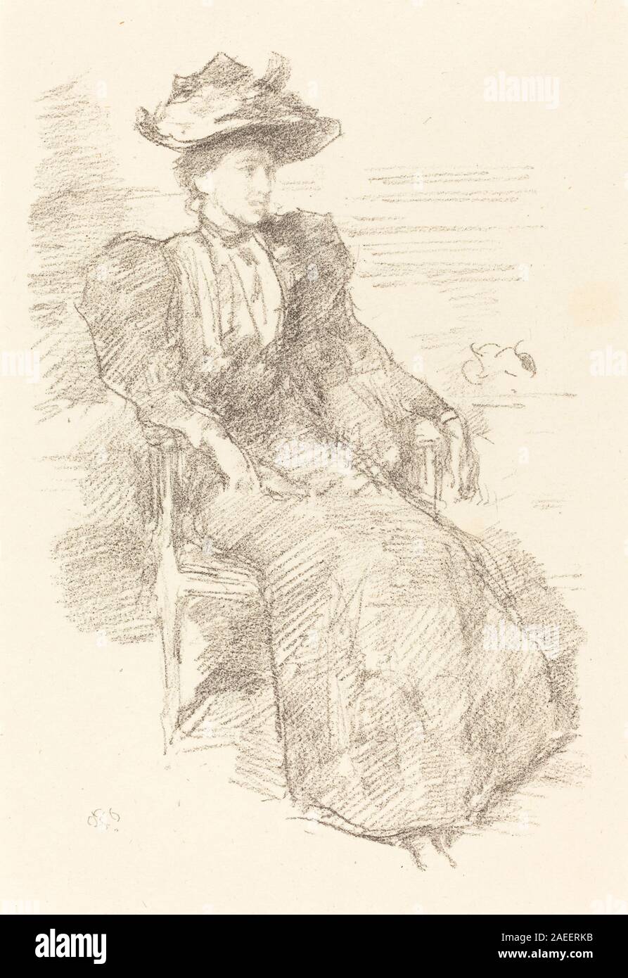 Porträtgemälde von James McNeill Whistler von Mildred Howells zwischen 1894 und 1896, das Gesichtsausdruck, Kleidung, Haltung und persönlichen Charakter darstellt. charakteristisch für die Porträtmalerei des späten 19. Jahrhunderts. Stockfoto