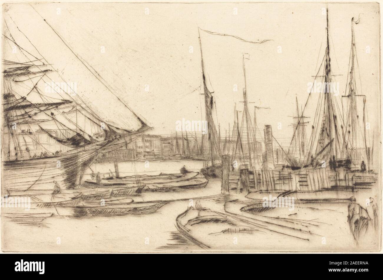 Ein 1878 entstandenes Artwork von James McNeill Whistler mit dem Titel A Sketch from Billingsgate, das eine Szene darstellt, die mit dem Billingsgate-Bereich verbunden ist. Der Titel dokumentiert den Betreff und das Datum der Arbeit. Stockfoto