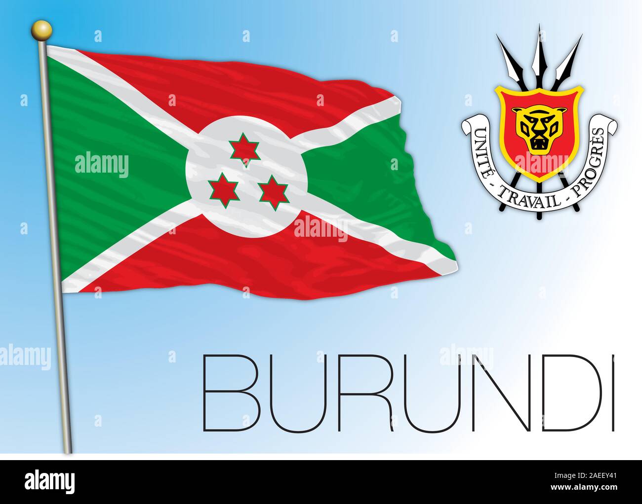 Burundi offizielle Nationalflagge, die afrikanische Länder sind, Vector Illustration Stock Vektor