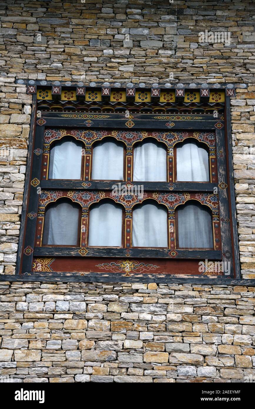 Fenster, National Museum, Paro, Bhutan, Asien Stockfoto