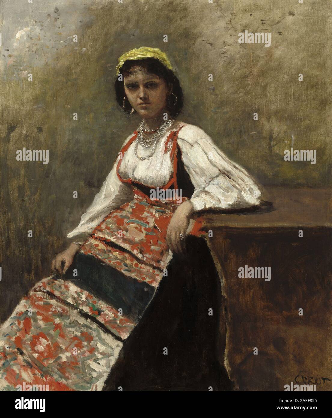 Jean-Baptiste-Camille Corot, italienische Frau (La Morieri), c 1872 Italienische Frau (La Morieri); ca. 1872 Datum Stockfoto