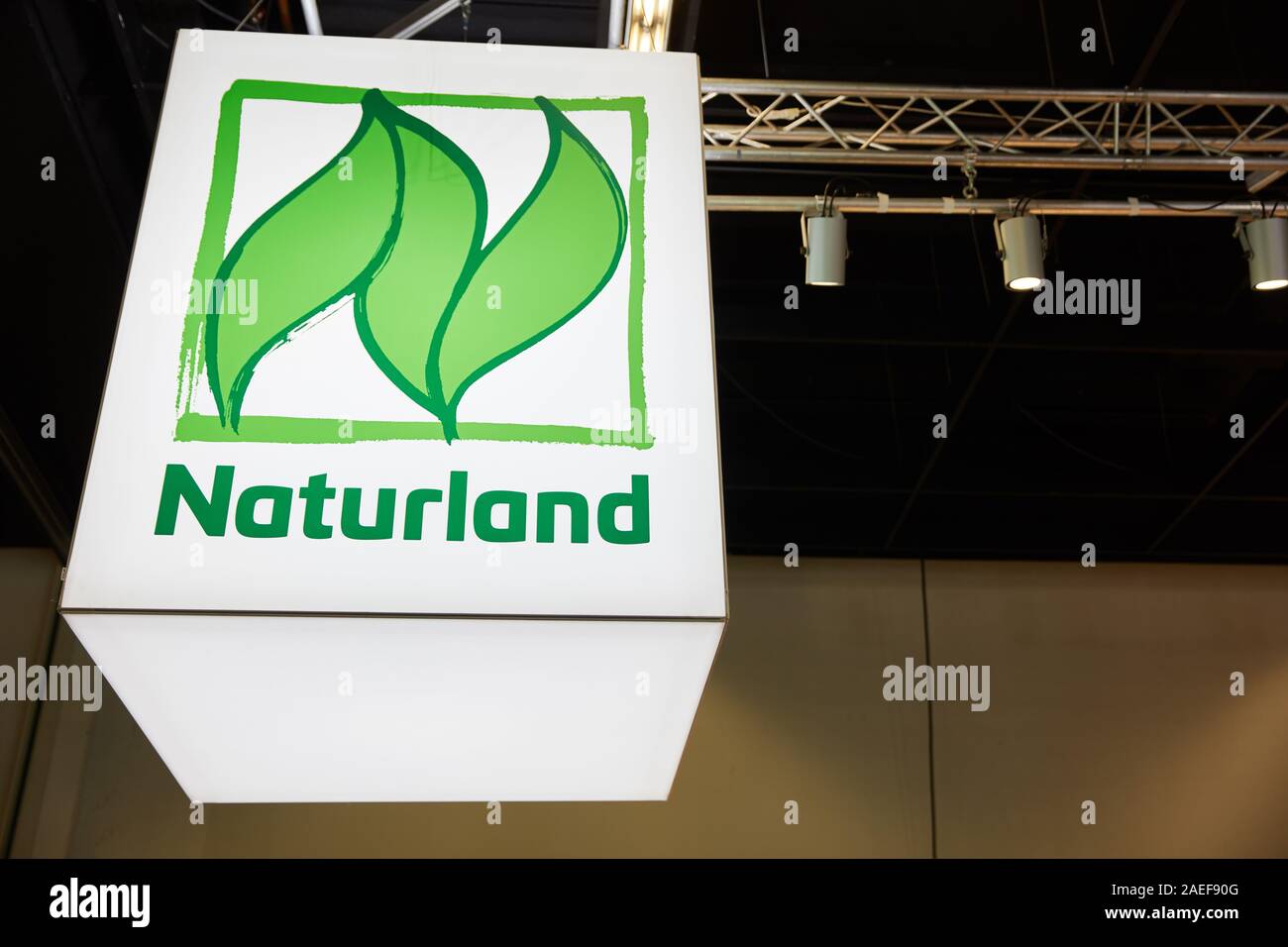 Köln, im Oktober 2019: Logo der Naturland Verband für Ökologischen Landbau e.V. auf der Anuga Messe Stockfoto