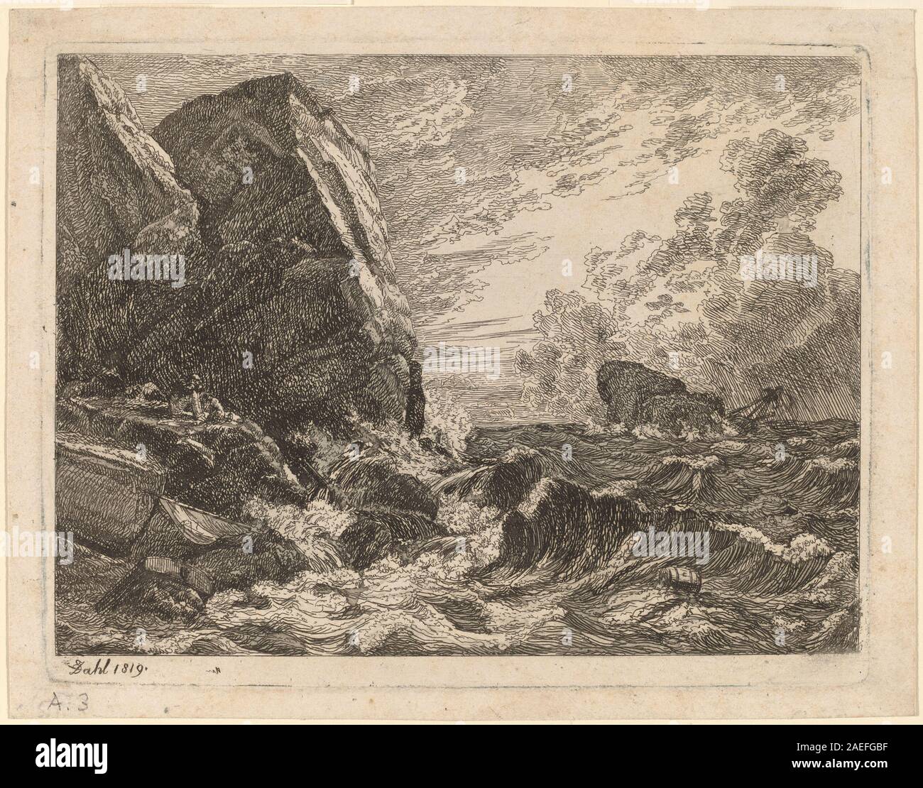 Johan Christian Dahl, norwegische Küste während eines Sturms, 1819 norwegische Küste während eines Sturms; 1819 Datum Stockfoto