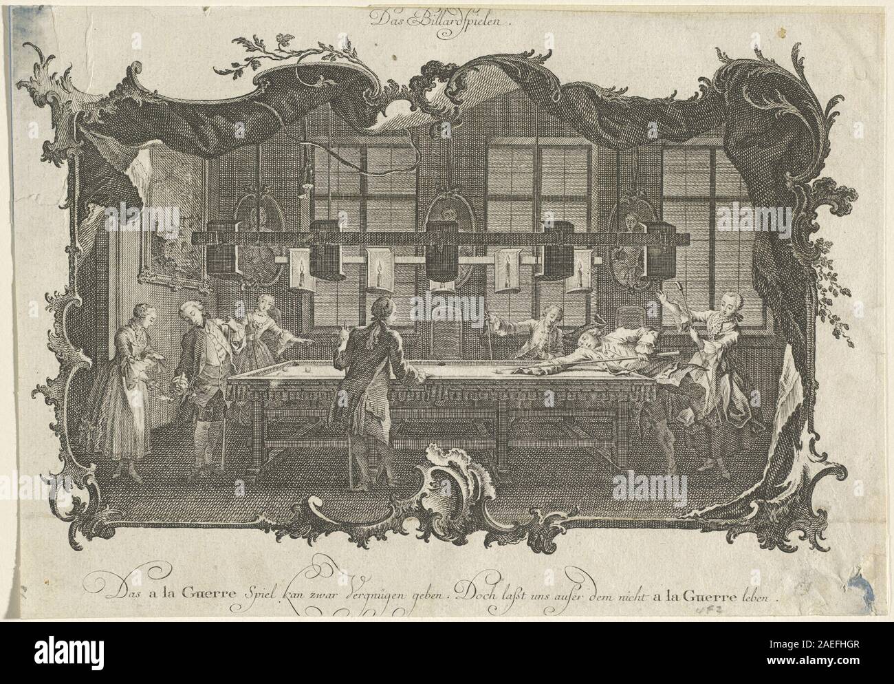 Johann Esaias Nilson, Das billardspielen (Billard Spieler), 1756 Das billardspielen (Billard Spieler); 1756 Datum Stockfoto