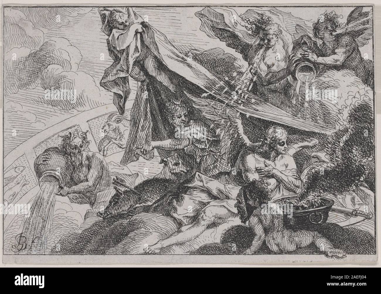 Johann Georg Bergmüller, Allegorie des Winters mit Diana die Jägerin, c 1750 Allegorie des Winters mit Diana die Jägerin; circa 1750 Datum Stockfoto