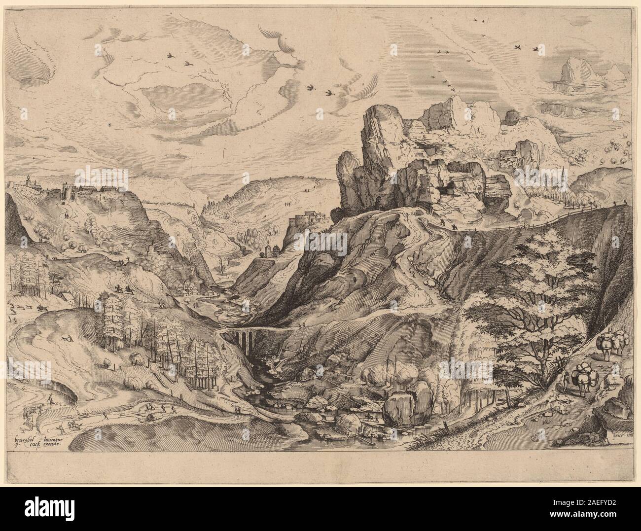 Johannes und Lucas van Doetechum nach Pieter Brueghel der Ältere, Alpine Landschaft, c 1555-1557 Alpine Landschaft; c. 1555/1557 Stockfoto