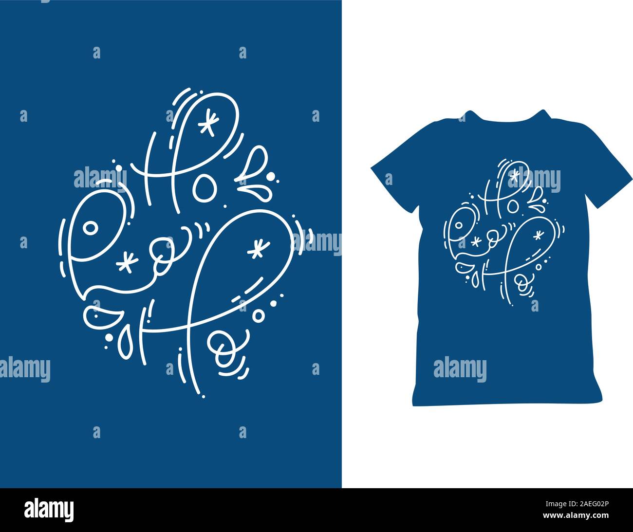 Ho Ho Ho Hand gezeichnet Vektor Schriftzug. Freudige Santa weiß kalligrafischen Text isoliert. Typografie Angebot für Urlaub T-Shirt, Banner, Design Stock Vektor