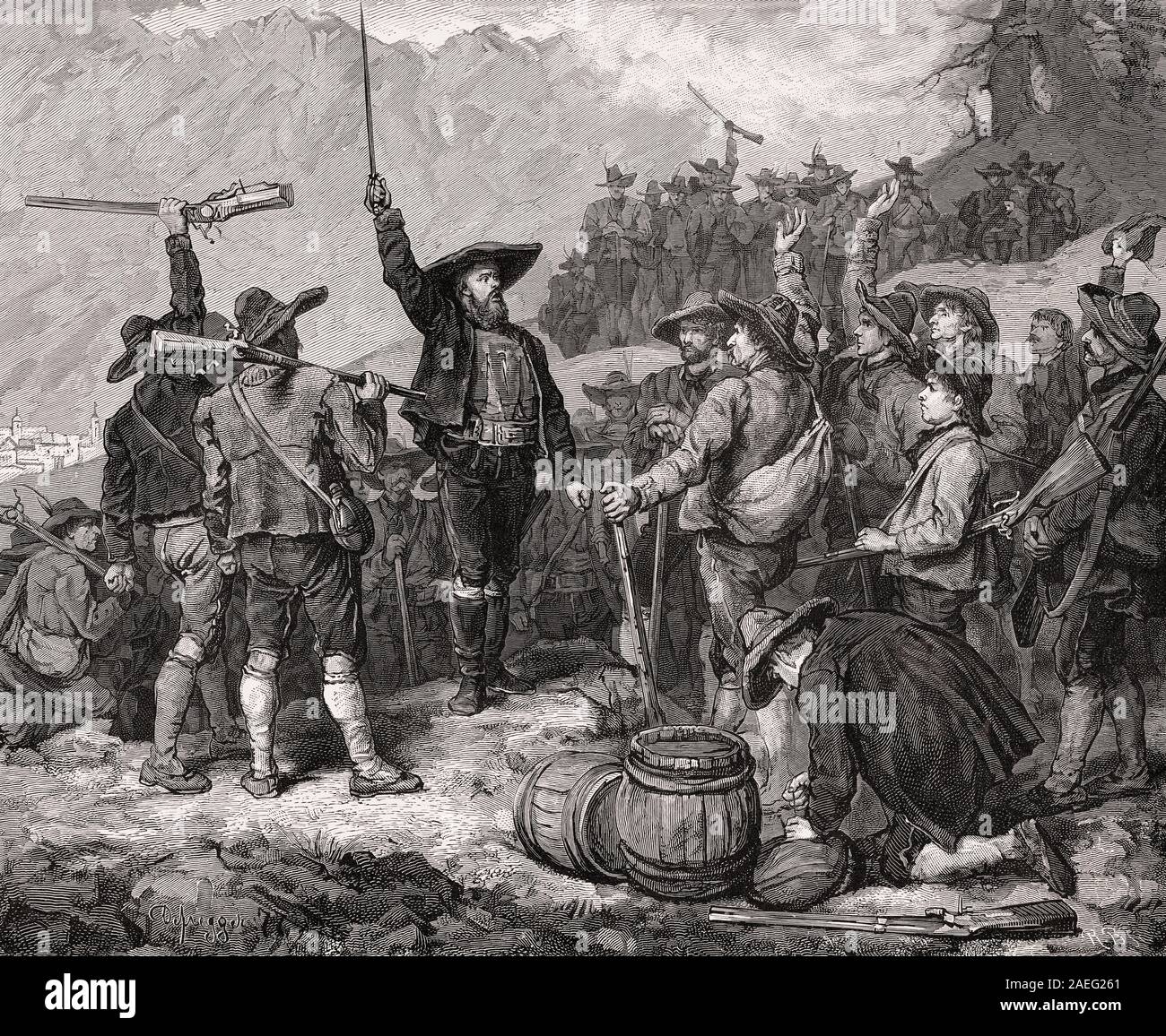 Sitzung der Freiheit, fighter, Andreas Hofer, der Tiroler Aufstand, 1809 Stockfoto