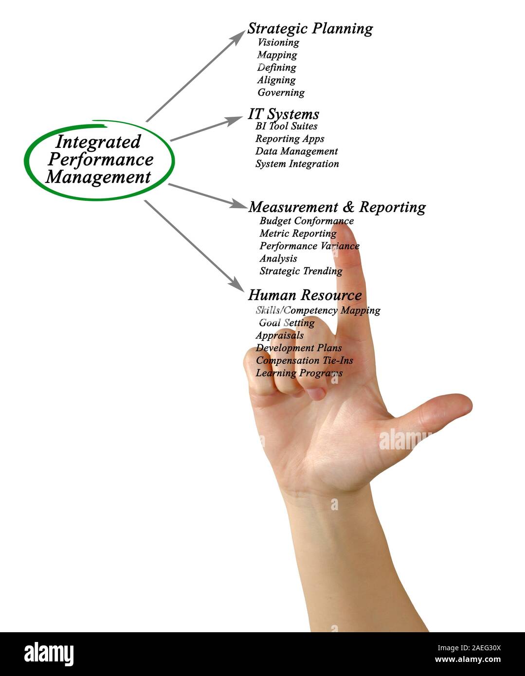 Diagramm der integrierten Performance Management Stockfoto