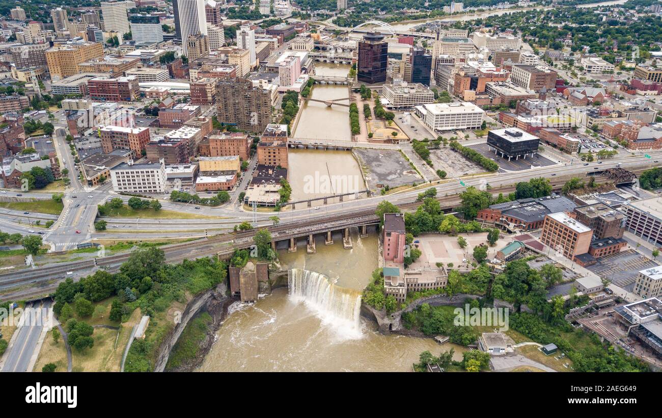 Hohe fällt, Genesee River, Rochester, NY, USA Stockfoto