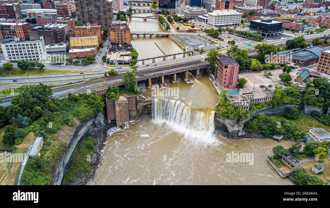 Hohe fällt, Genesee River, Rochester, NY, USA Stockfoto