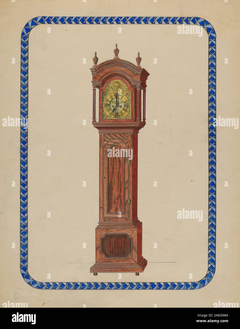 Die Uhr wurde 1936 von John Dieterich entworfen und zeigt mechanische Komponenten, Gesicht, Zeiger und Gehäuse, die typisch für Zeitmessgeräte des frühen 20. Jahrhunderts sind. Stockfoto