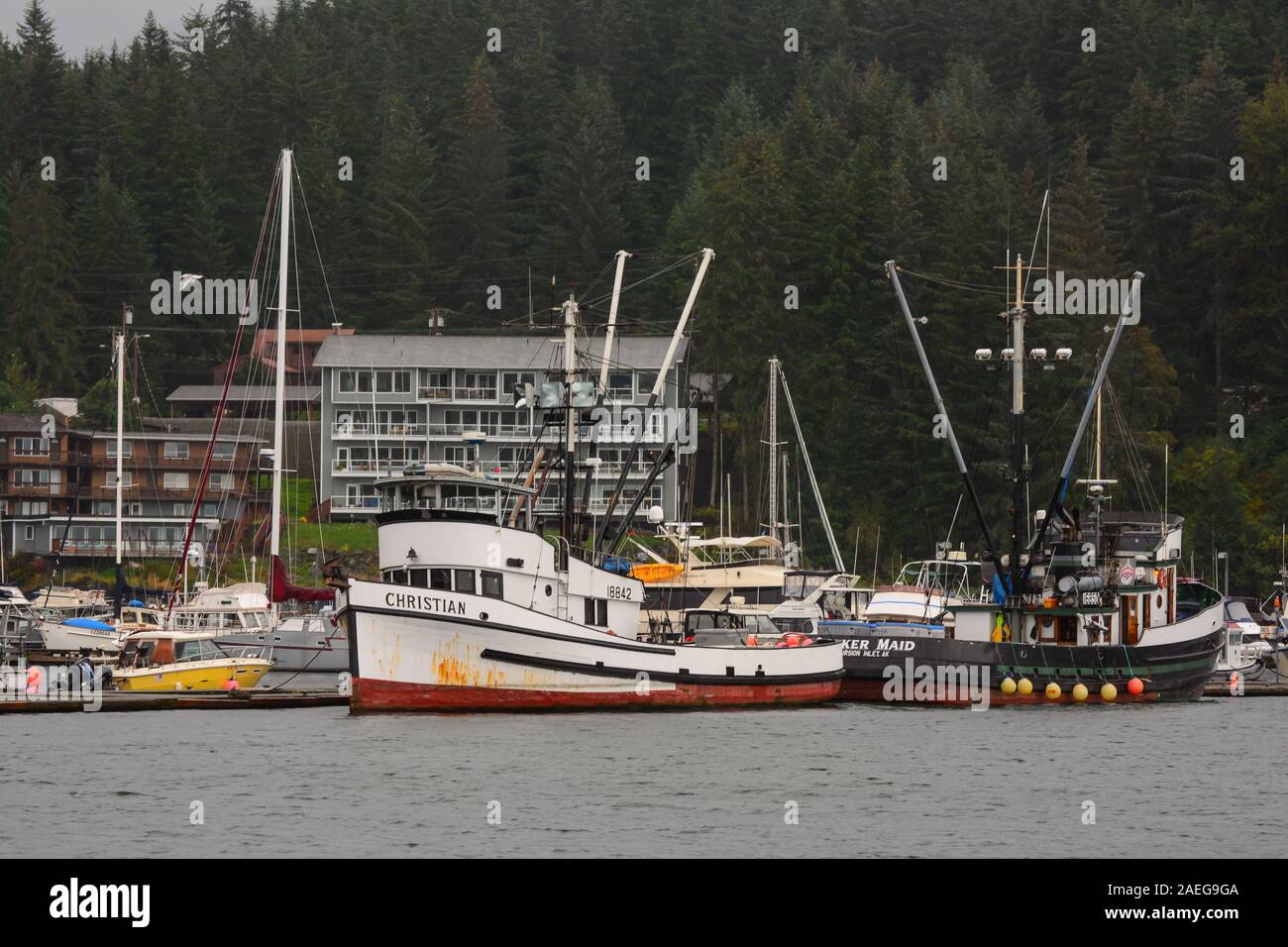 Kommerzielle Fischerboot im Hafen, Alaska Stockfoto