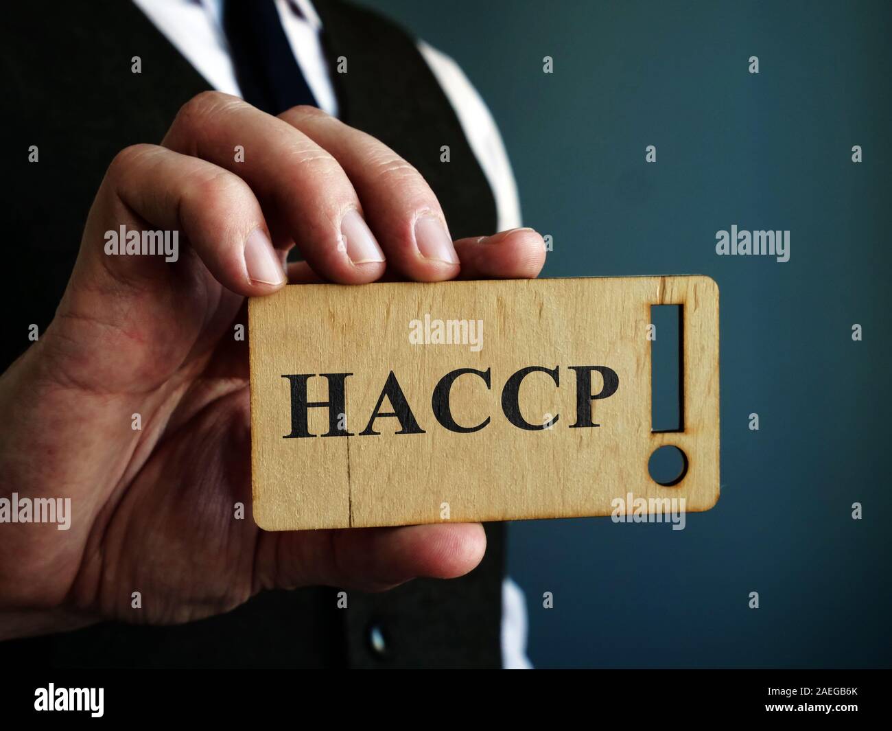 Gefahrenanalyse und kritische Kontrollpunkte HACCP in den Händen der Manager ein. Stockfoto