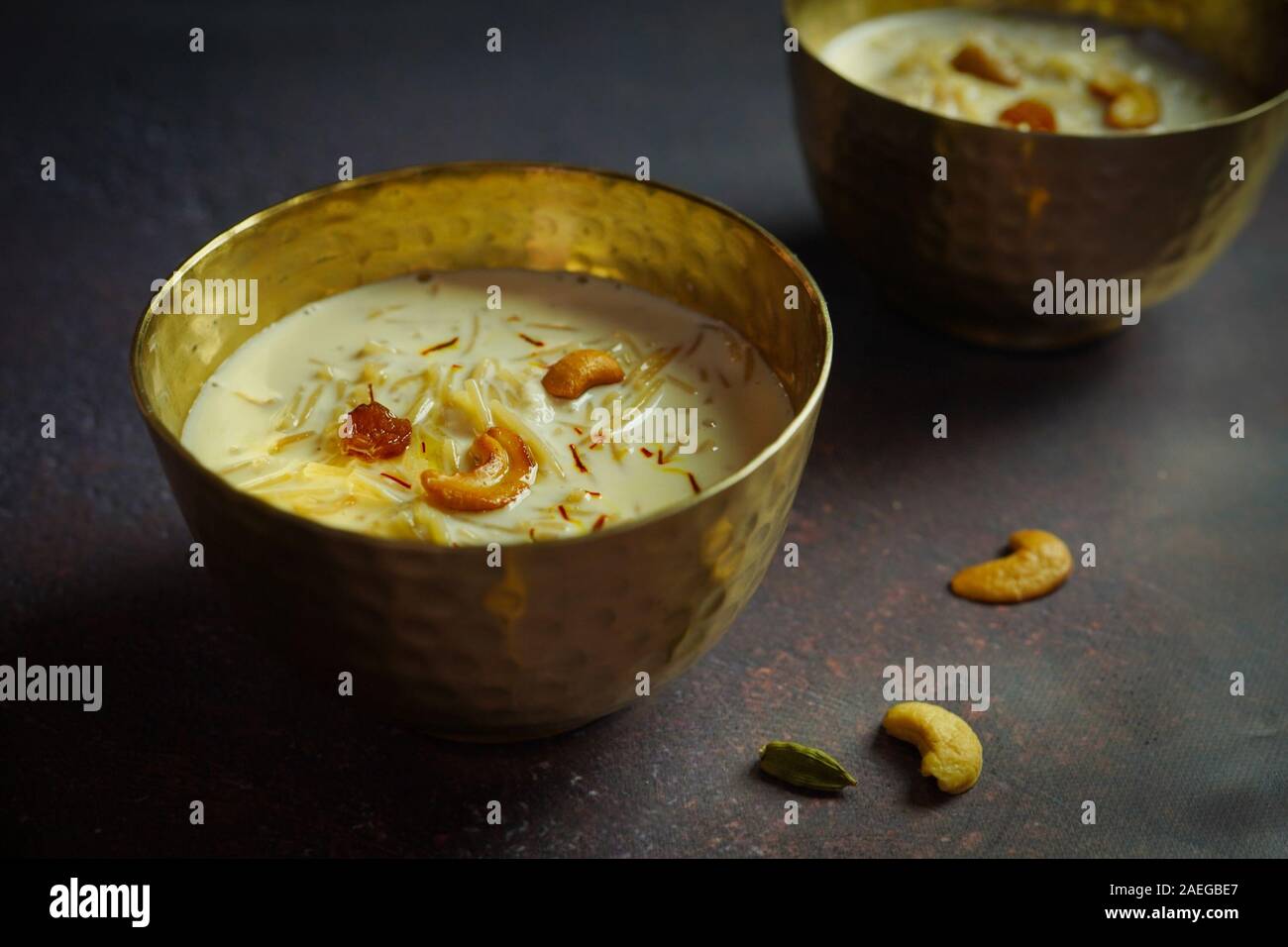 Vermicelli semiya Kheer/schiere khurma-indischen Spezialitäten und Desserts Stockfoto