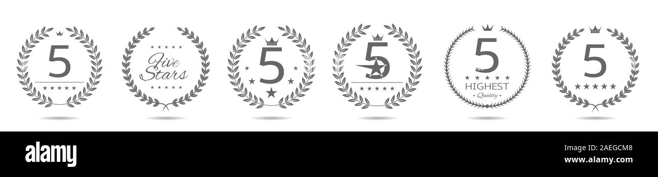 Fünf Sterne Badge Set Stock Vektor