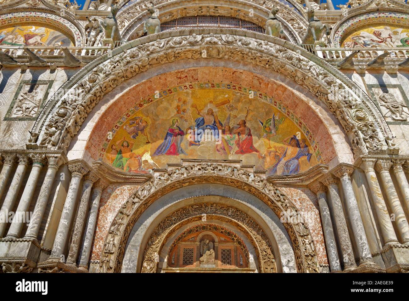 Detail der Basilika von San Marco, Venedig, Italien. Stockfoto