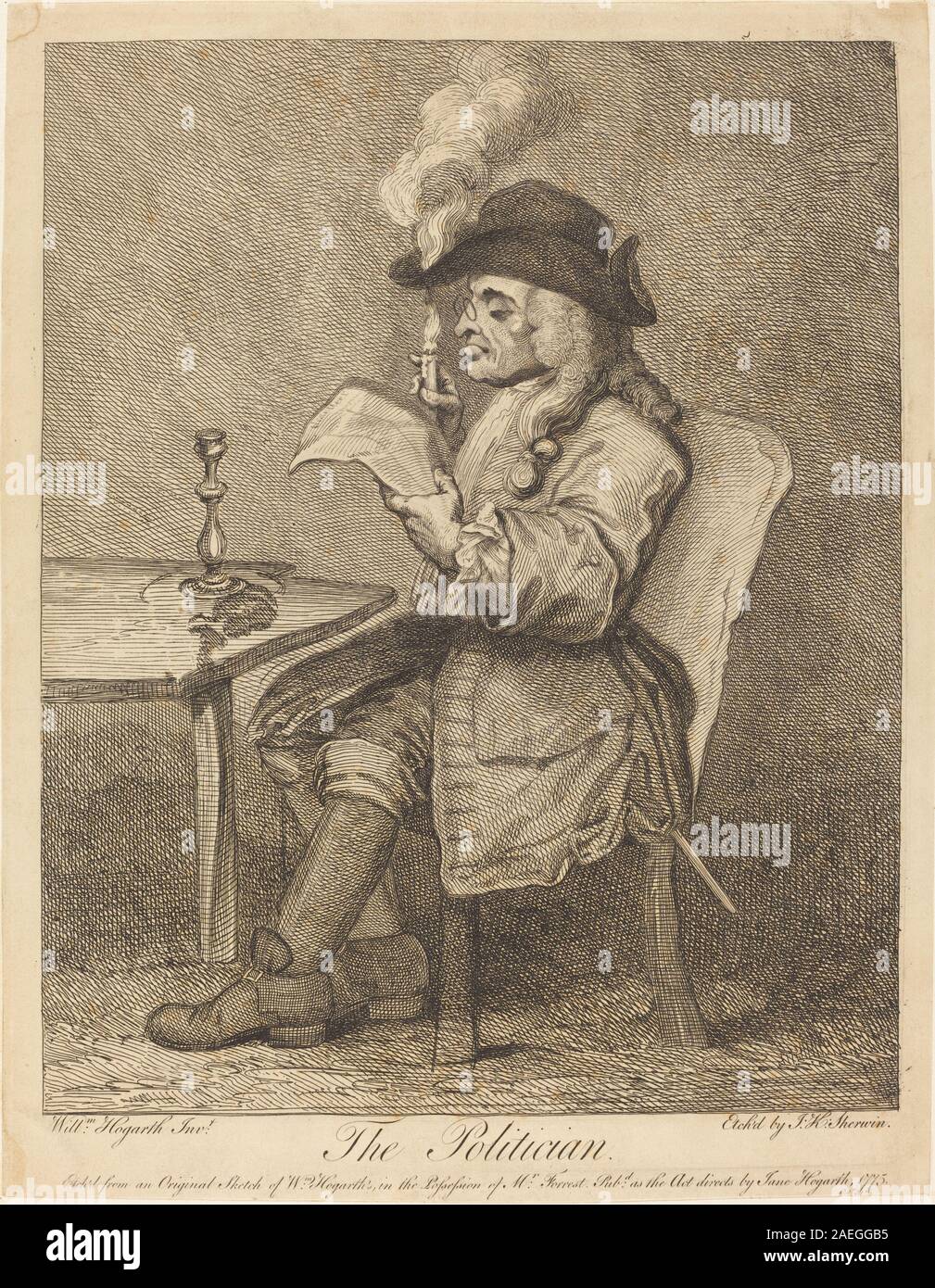 John Keyse Sherwin nach William Hogarth, Politiker, 1775 Politiker; 1775 Datum Stockfoto