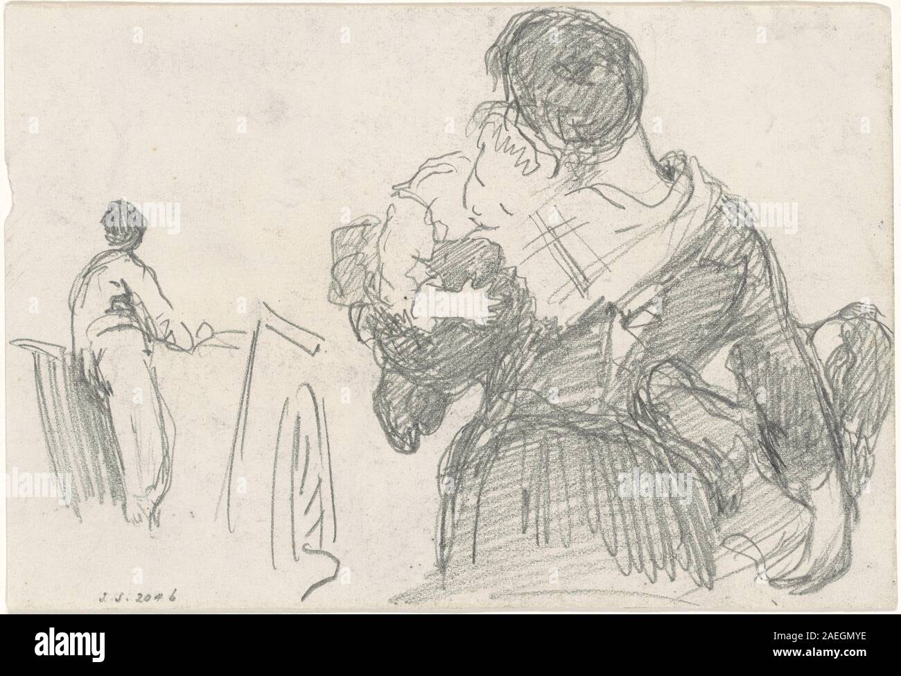 John Singer Sargent, Mutter und Kind (recto), c 1871-1872 für Mutter und Kind [Vorderseite]; zwischen ca. 1871 und ca. 1872 Datum Stockfoto
