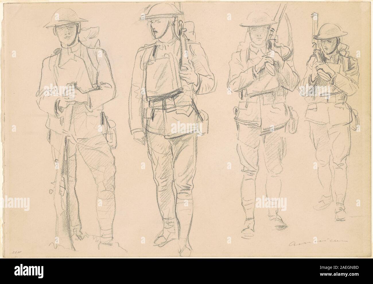 John Singer Sargent, Studien zur Eingabe der Krieg (recto), 1918 Studien zur Eingabe der Krieg [Vorderseite]; 1918 Datum Stockfoto