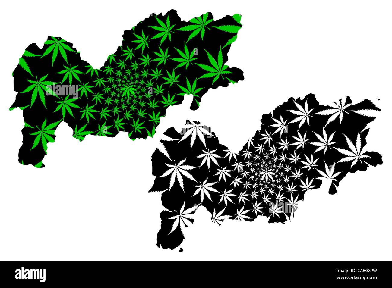 Urozgan Provinz (Islamische Republik Afghanistan, Provinzen Afghanistans) Karte ausgelegt ist Cannabis blatt grün und schwarz, Uruzgan oder Oruzgan mad Karte Stock Vektor