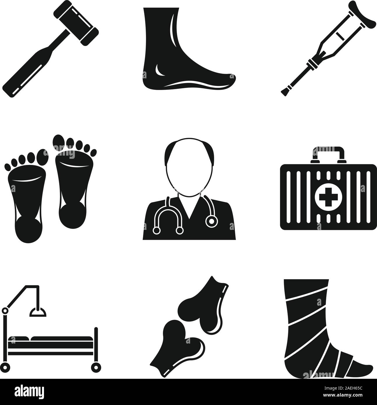 Fußarzt Symbole gesetzt. Einfache fußarzt Vector Icons für Web Design auf weißem Hintergrund Stock Vektor