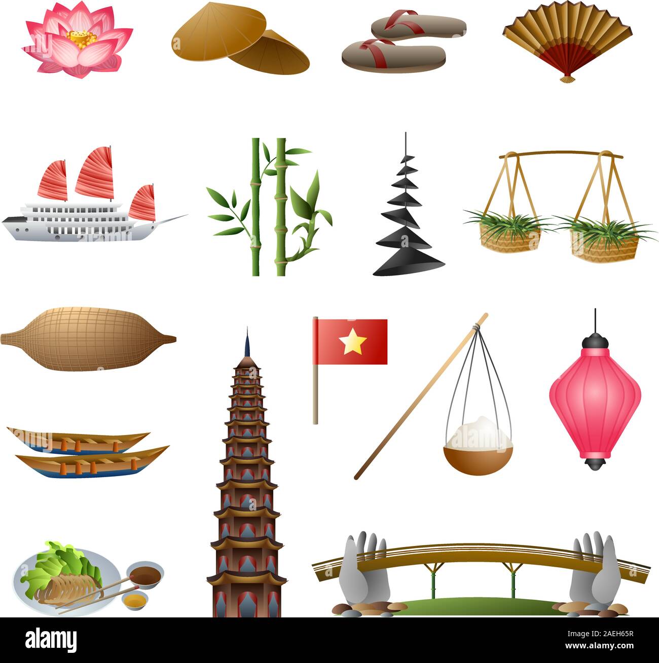 Vietnam Symbole gesetzt. Cartoon von Vietnam Vector Icons für Web Design Stock Vektor