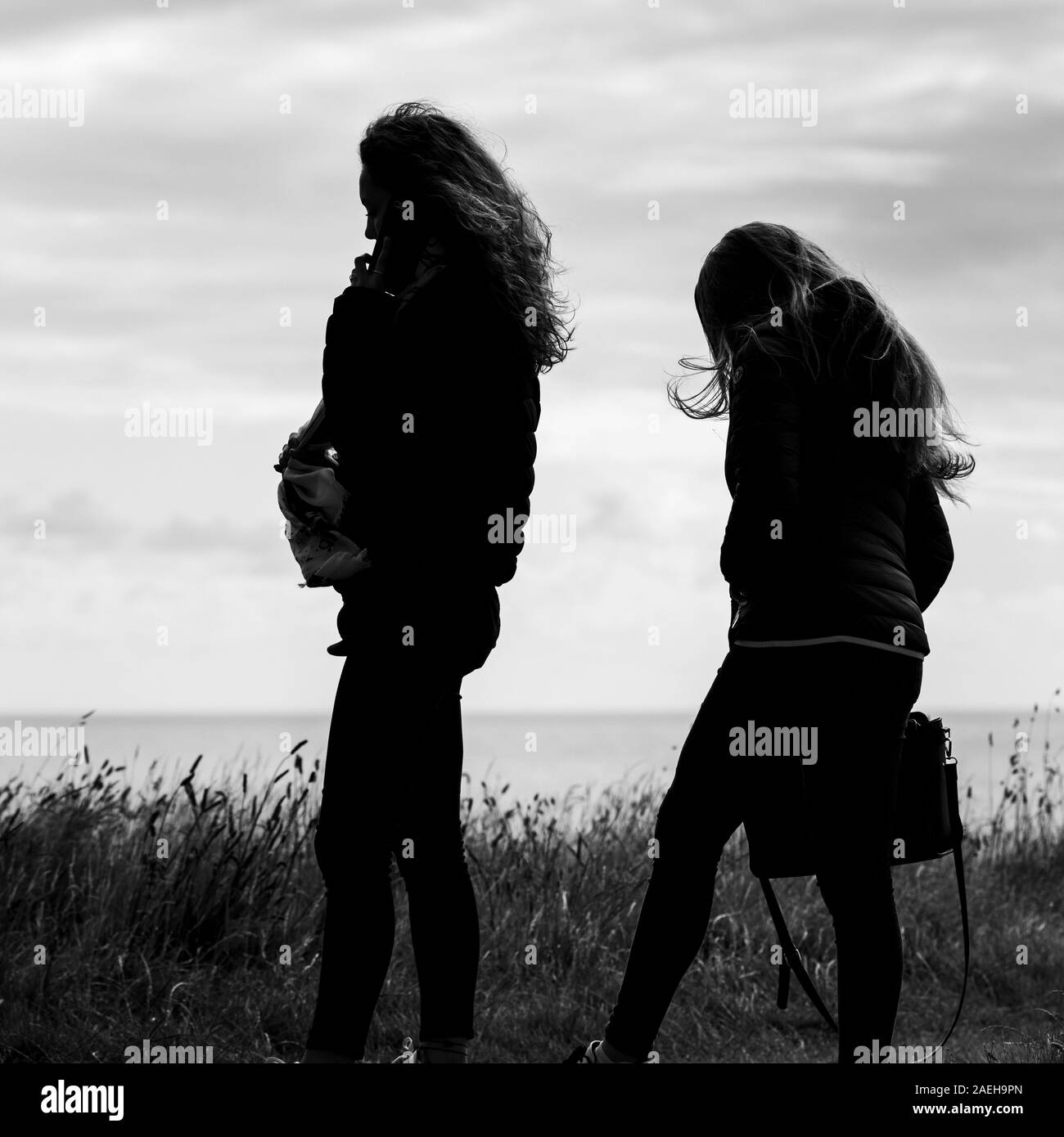 Frauen wandern an der Atlantikküste, alten Kopf von Kinsale, Kinsale, County Cork, Irland Stockfoto