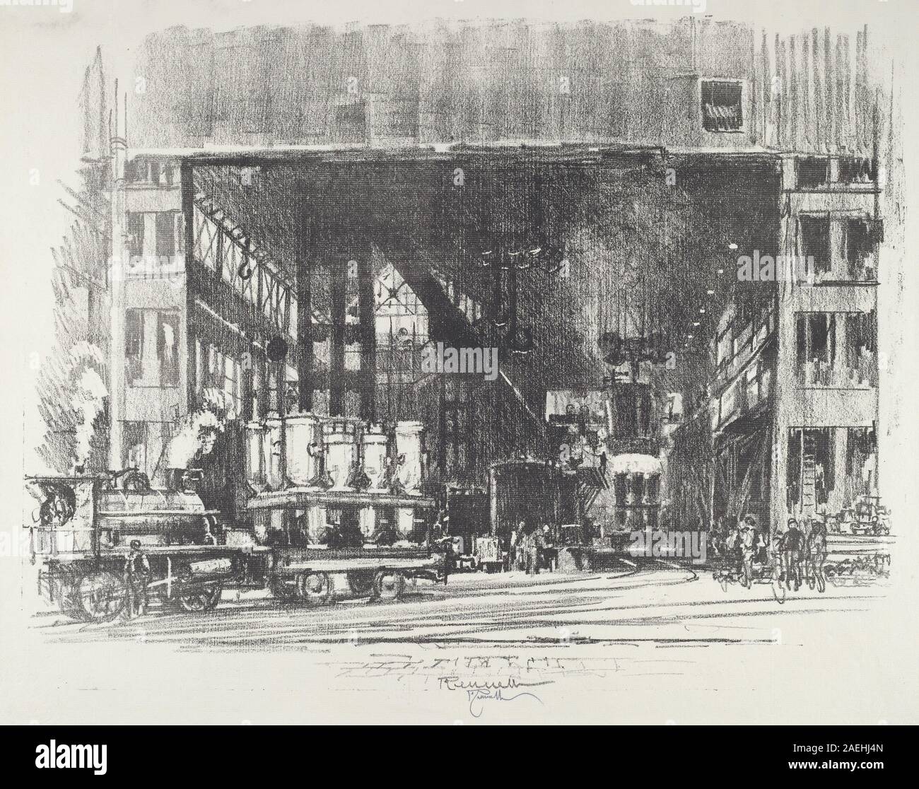 Joseph Pennell, die Urnen, Casting große Tanks, 1916 die Urnen, Casting Big Tanks; 1916 Datum Stockfoto