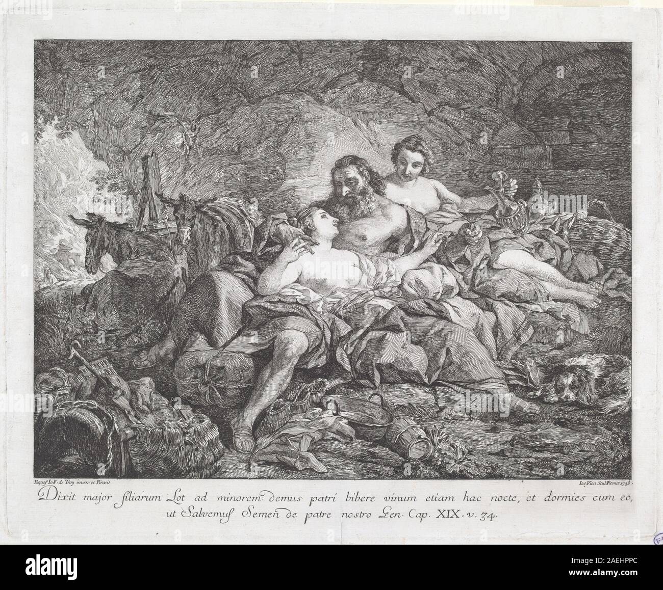 Joseph-Marie Vien nach Jean François de Troy, Lot und seine Töchter, 1748 Lot und seine Töchter; 1748 Datum Stockfoto