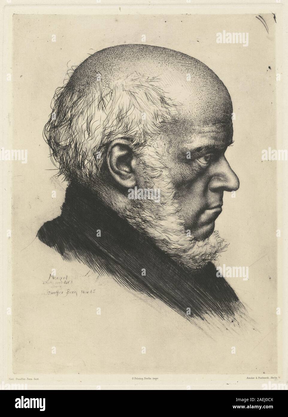 Karl Stauffer-Bern, Adolph Menzel, 1885 Adolph Menzel; 1885 Datum Stockfoto