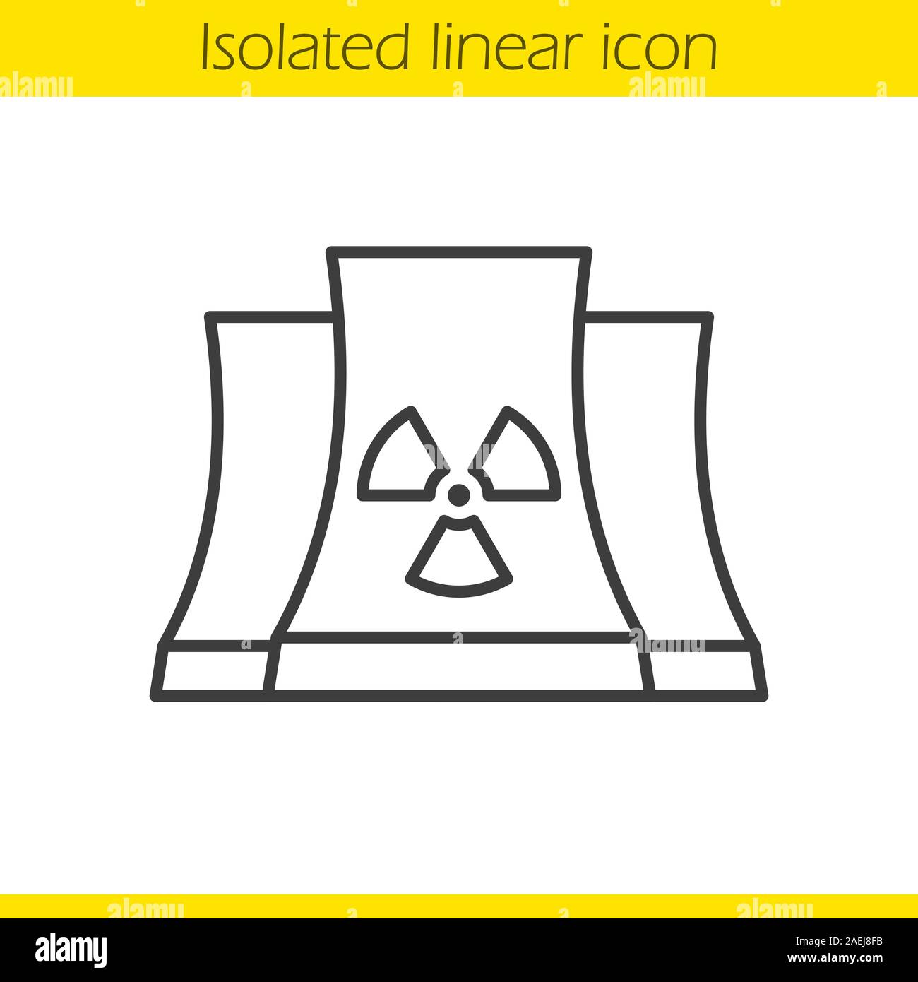 Atomkraftwerk lineare Symbol. Dünne Linie Abbildung. Strahlung Kontur Symbol. Vektor isoliert Maßbild Stock Vektor