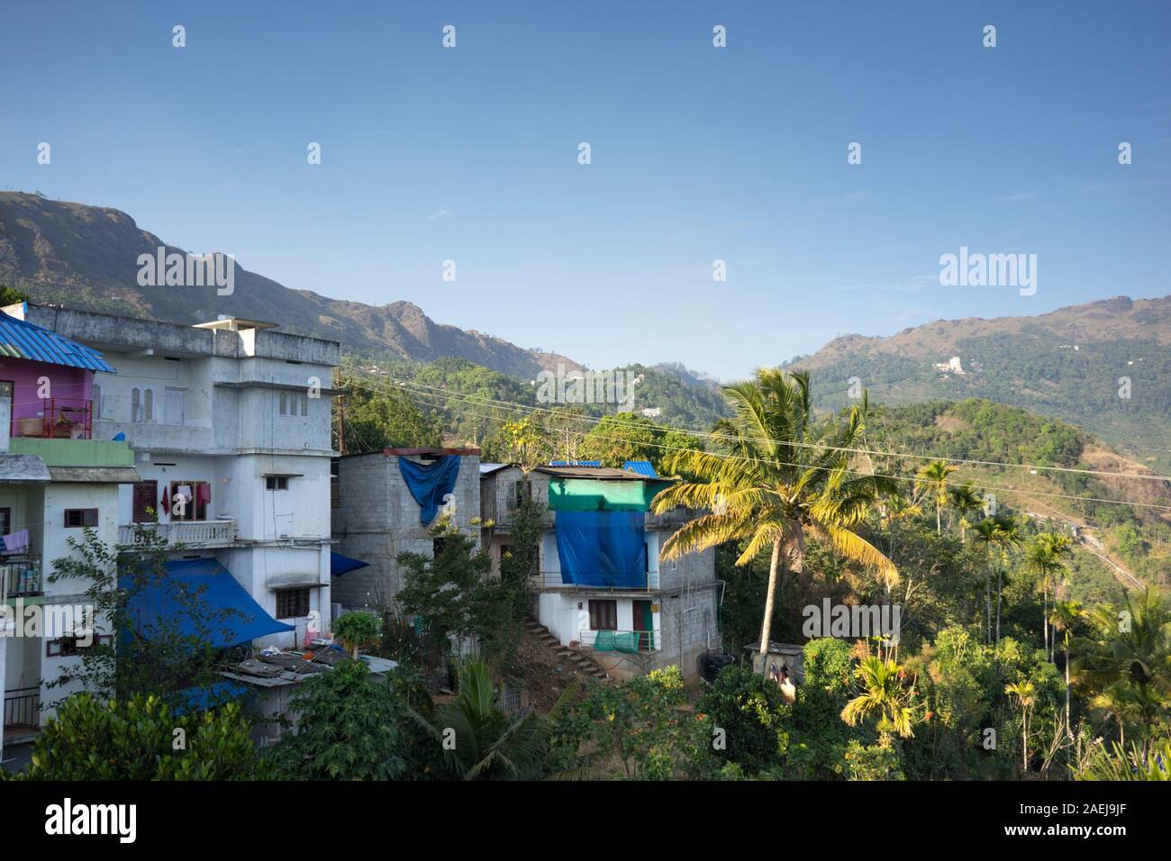 Landschaft Wohnungen, Munnar, Kerala, Indien Stockfoto