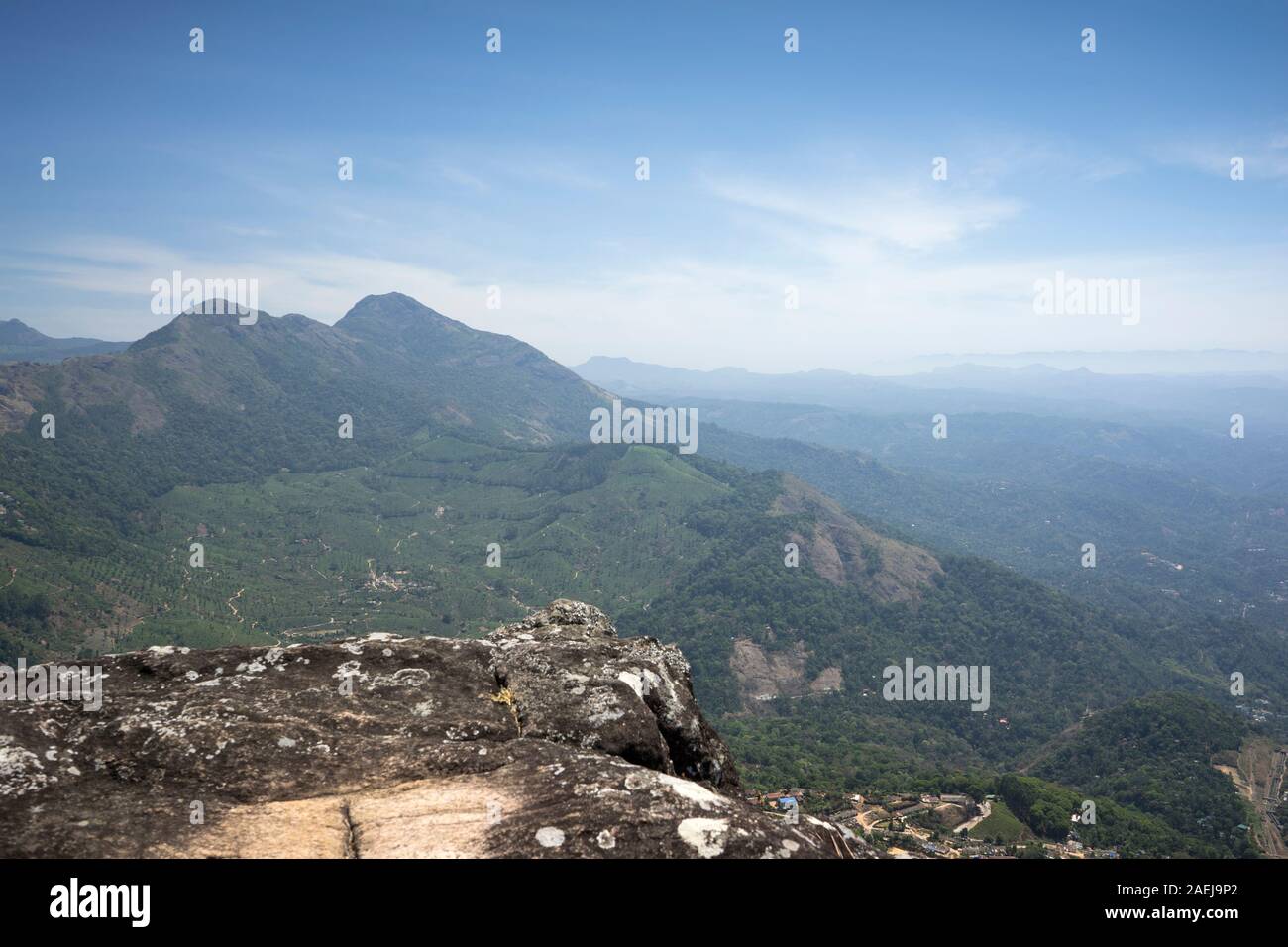 Hügeln über Munnar Tee Plantagen, Kerala, Indien Stockfoto