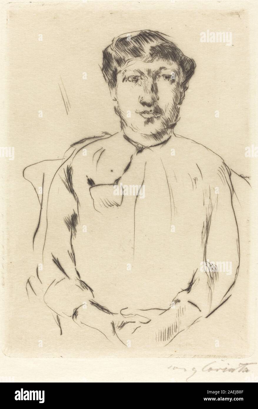 Ein Porträt von Lovis Corinth, 1914, eine Frau mit Gesichtszügen, Kleidung, Geste und expressionistischer Stil des frühen 20. Jahrhunderts. Stockfoto