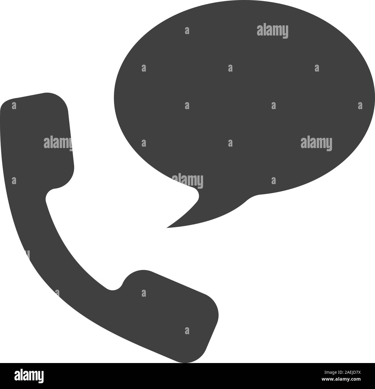Telefon sprechen Glyph icon. Silhouette Symbol. Hörer mit Chat Box. Negativer Platz. Vektor isoliert Abbildung Stock Vektor