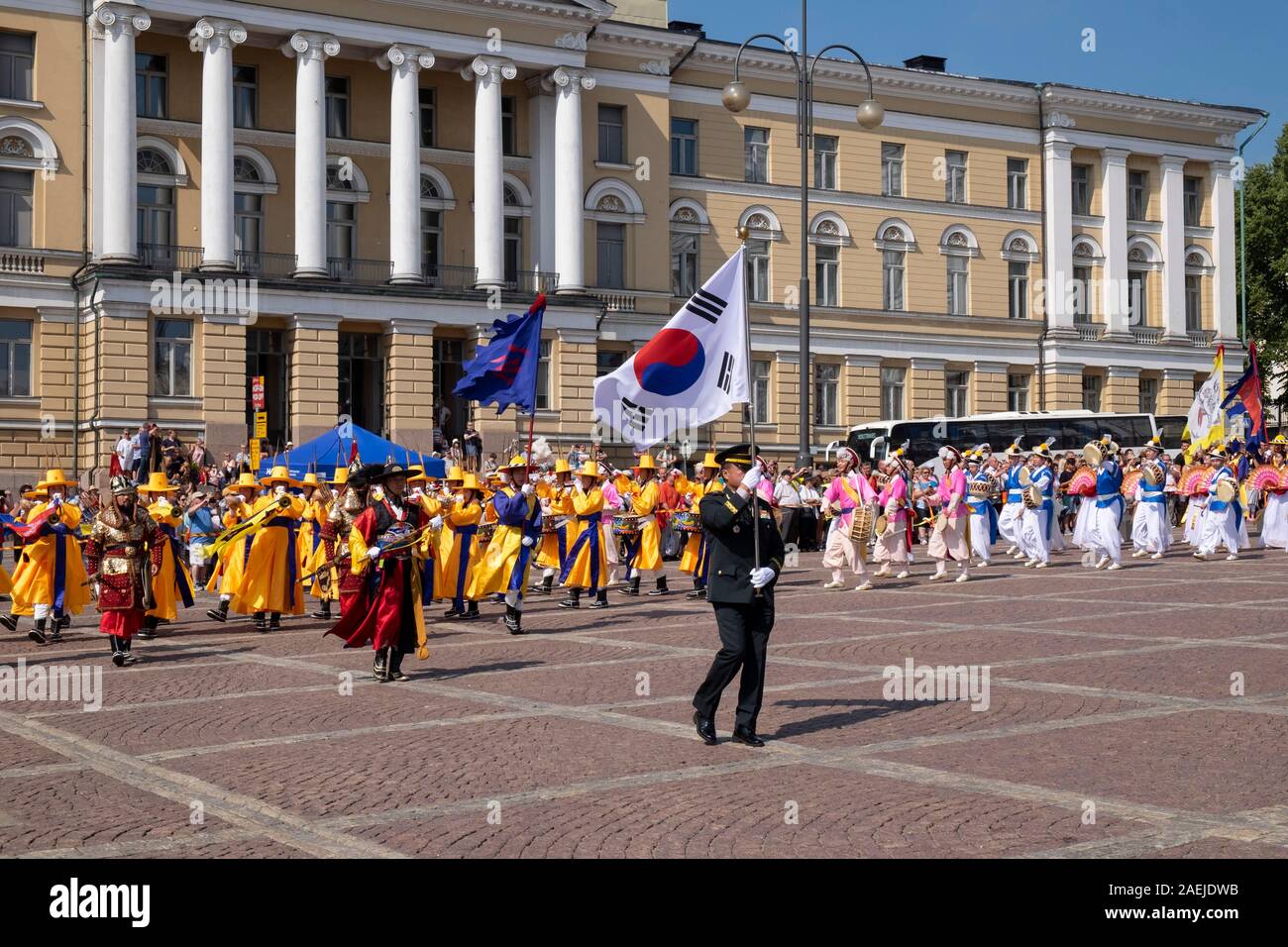 Südkoreanischen Militärs band Am Senatsplatz in Helsinki, Finnland, Skandinavien, Europa Stockfoto