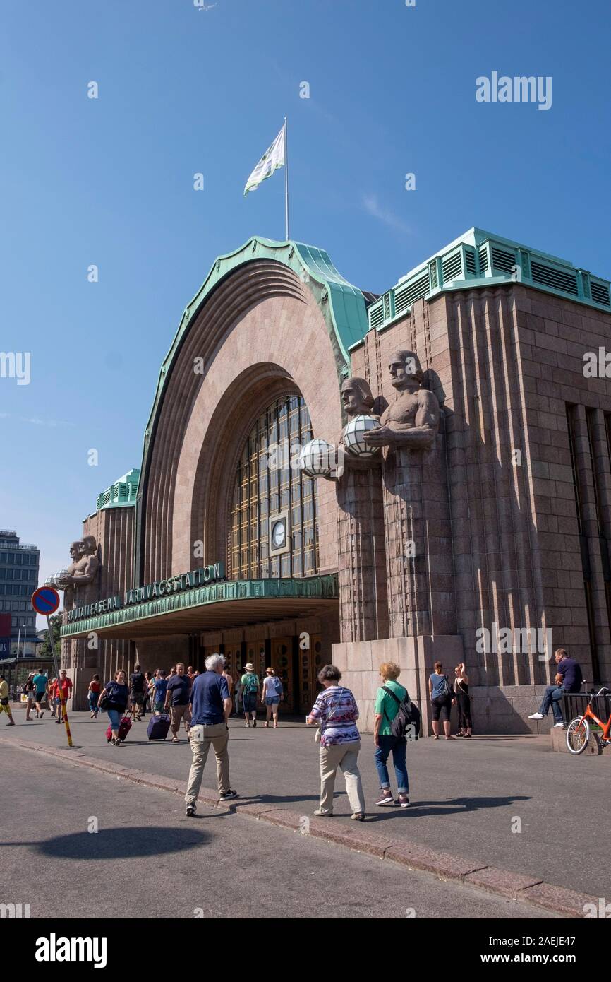 Außenansicht des von rautatieasema Bahnhof in Helsinki, Finnland, Skandinavien, Europa Stockfoto