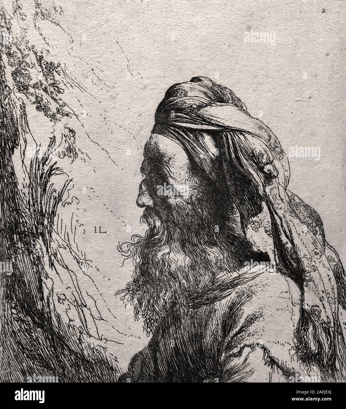 Die dritte Orientalische Kopf nach Jan Lievens 1635 Rembrandt Harmenszoon van Rijn 1606 - 1669 Niederländische, die Niederlande, Holland, Stockfoto