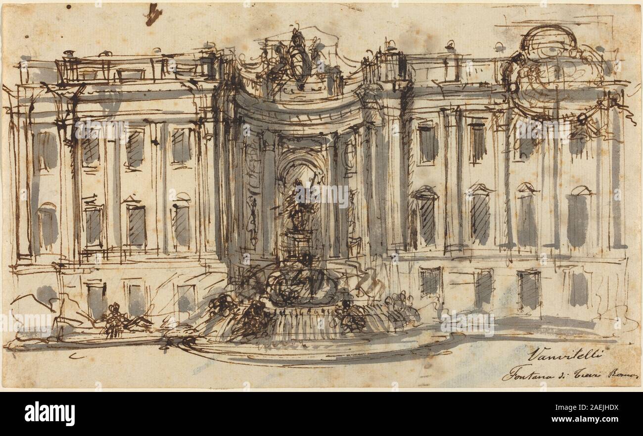 Luigi Vanvitelli, Vorschlag für die Trevi-brunnen, 1730-1732 Vorschlag für den Trevi Brunnen; 1730/1732 Stockfoto
