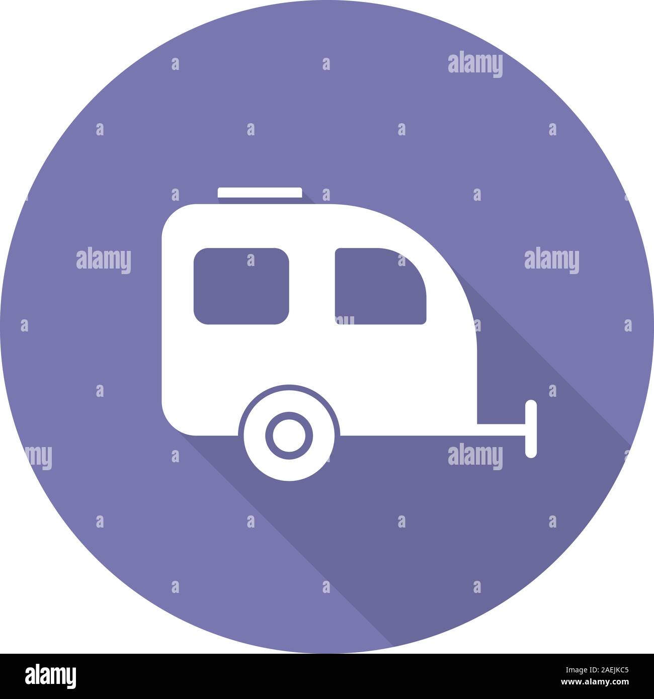 Camping Anhänger flache Bauweise lange Schatten glyph Icon. Vektor silhouette Abbildung Stock Vektor