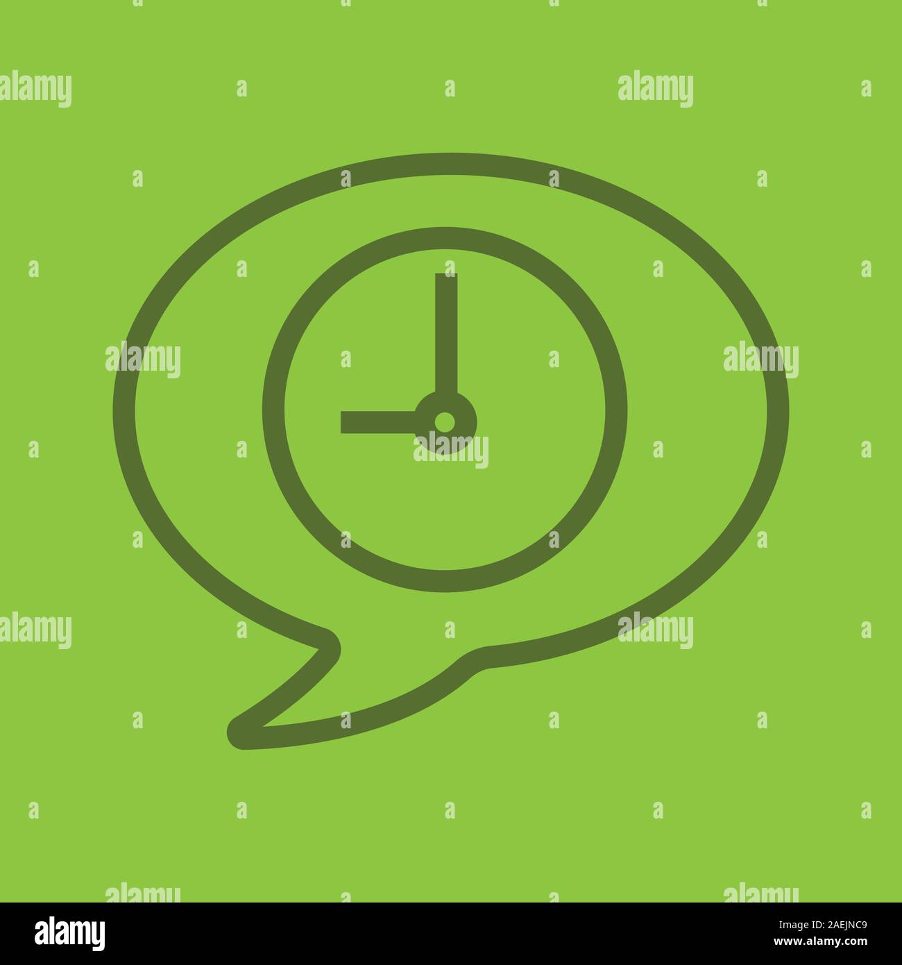 Sprechen Dauer Farbe lineare Symbol. Uhr innen Bubble chat. Zeit für ein Gespräch. Dicke Linie Umrisse Symbole auf farbigen Hintergrund. Vector Illustration Stock Vektor