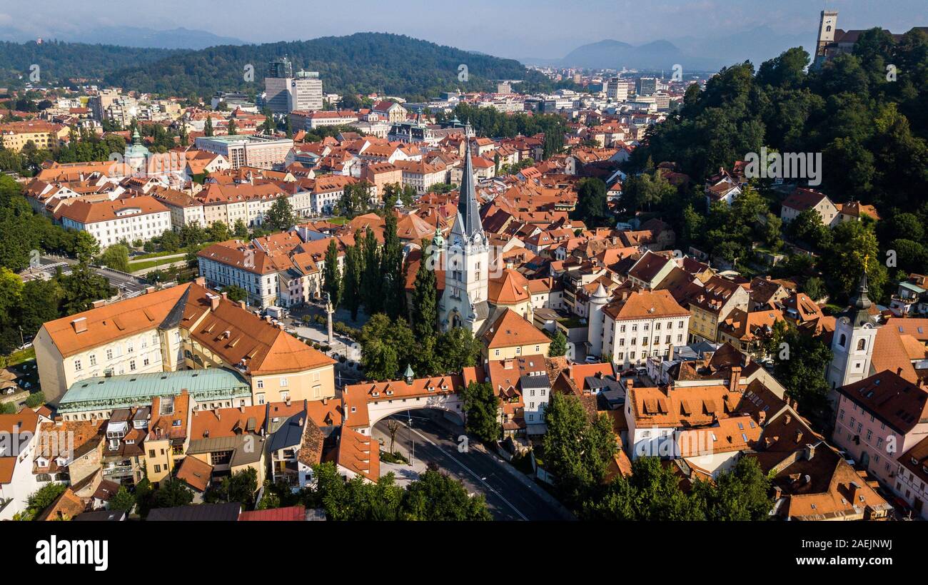 Kirche St. James, Altstadt, Ljubljana, Slowenien Stockfoto